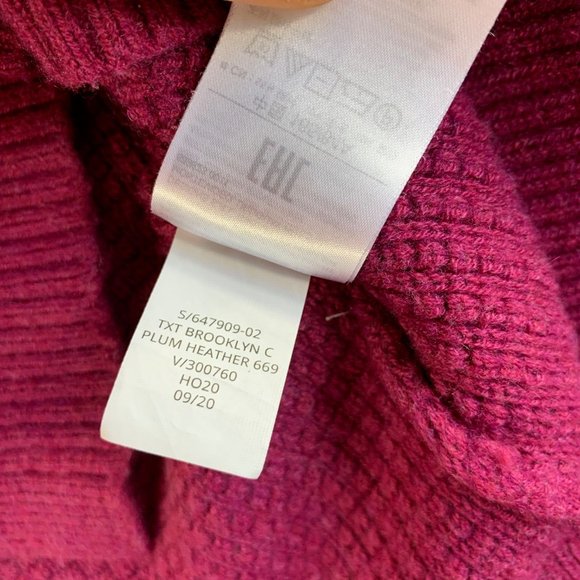 Gap Tunic Sweater Womens‎ XS Merino Wool Chunky Knit Bishop Sleeve Scoop Purple - Picture 8 of 11